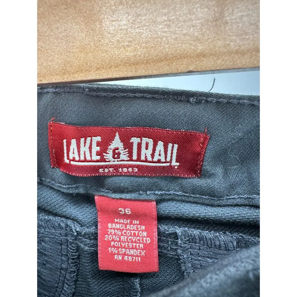 Lake & Trail Mens Hiker Pants‎ Size 36 NWT Gray Belted Cargo Outdoor Casual
